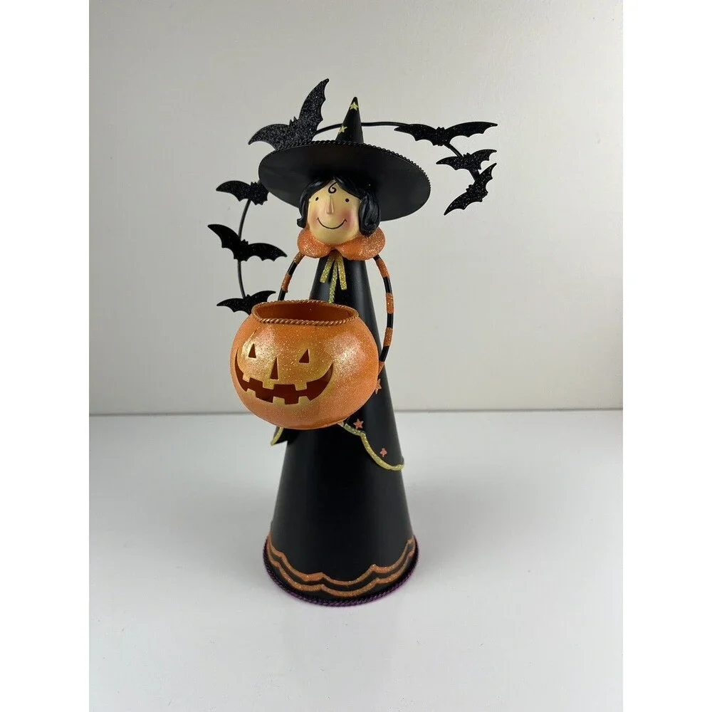 PartyLite Abracadabra Witch Halloween Candle Tealight Holder Bats Retired